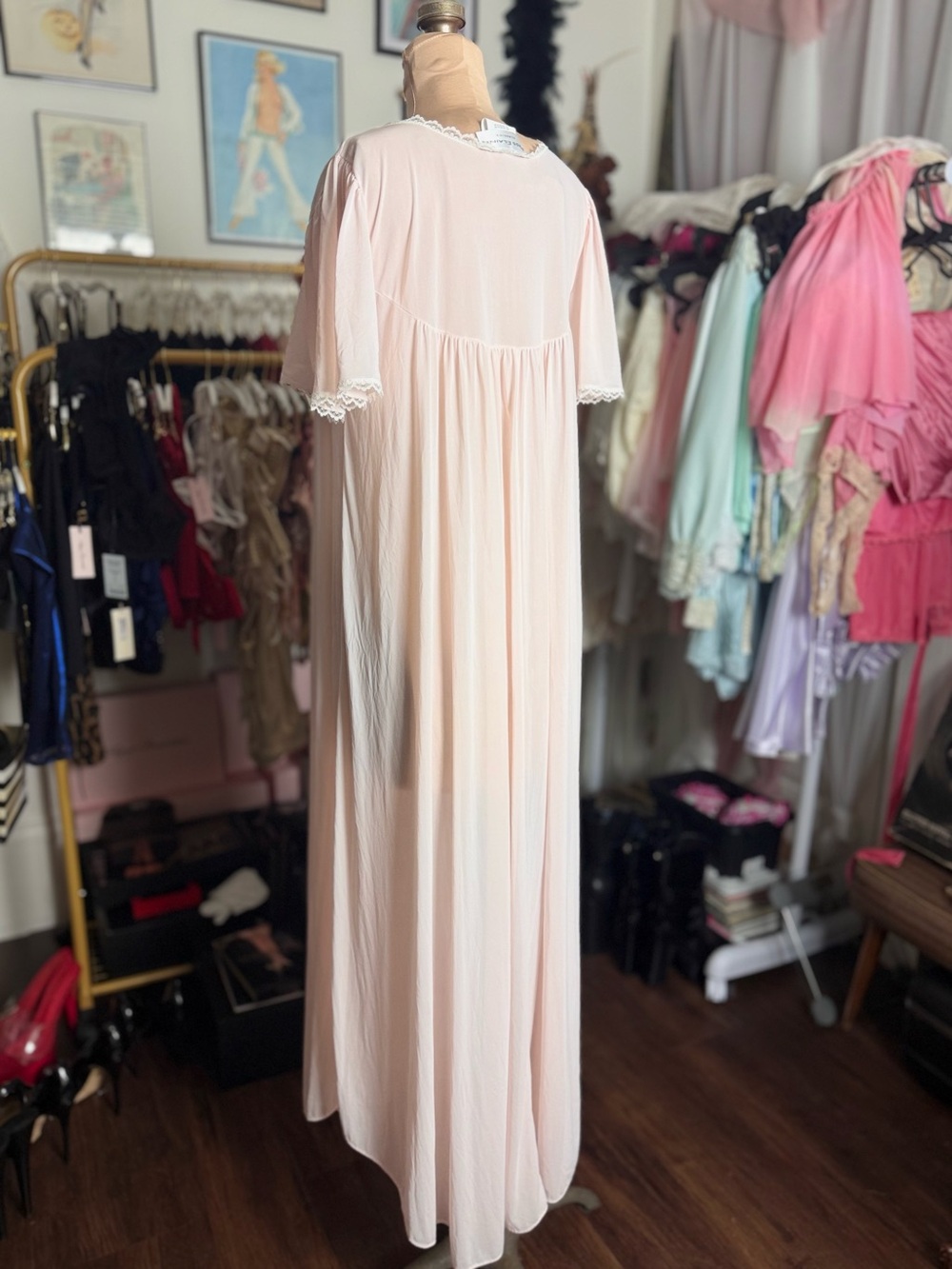 Vintage Soft Pink Sheer Nightgown - Picture 4 of 7